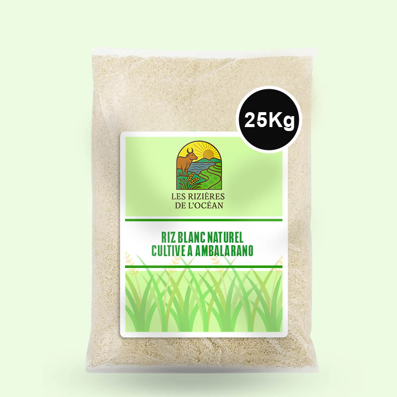 Riz Blanc Naturel – Cultivé à Ambalarano - 25Kg